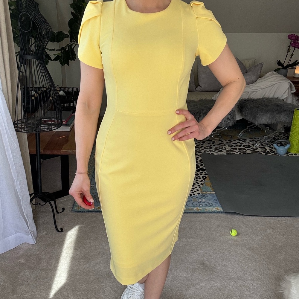 Tulip Shoulders Yellow Dress